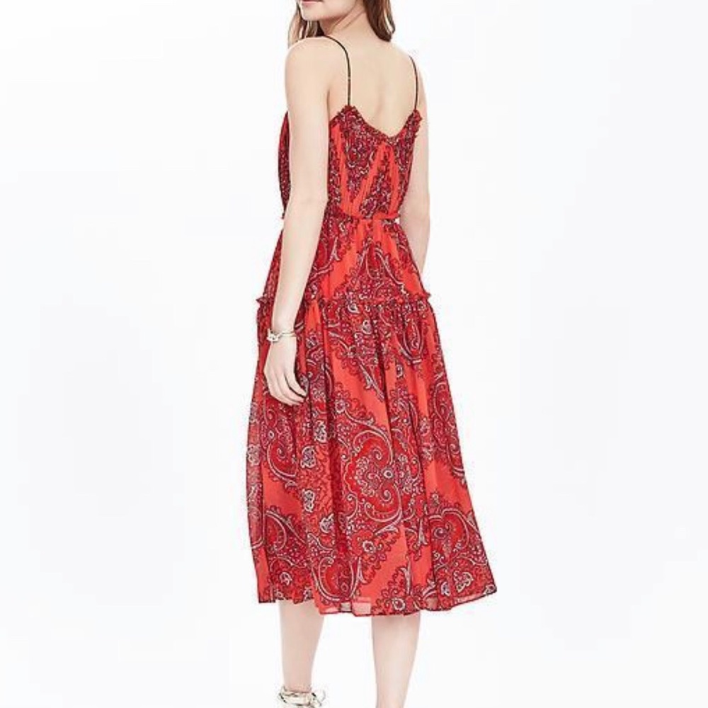 Banana republic red mid length dress 100% new